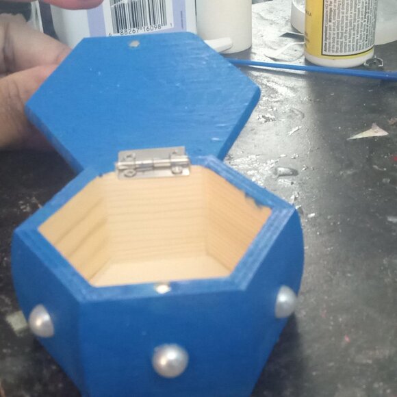 Handmade Blue Glittery Hexagonal Trinket Box - Picture 3 of 6